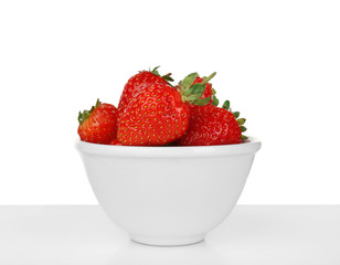 Bowl of fresh ripe strawberries, isolated on white