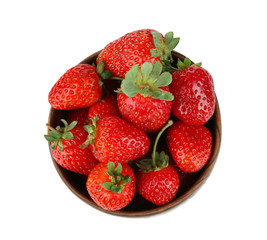 Bowl of fresh ripe strawberries, isolated on white