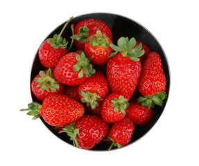 Bowl of fresh ripe strawberries, isolated on white