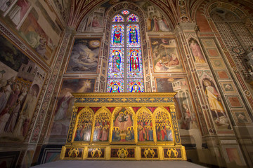 Fototapeta na wymiar One of the Altars in Basilica of Santa Croce, Florence