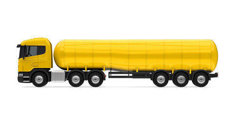 Yellow Fuel Tanker Truck