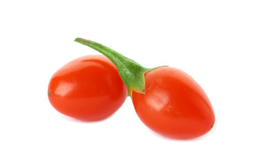 Goji berries on white background