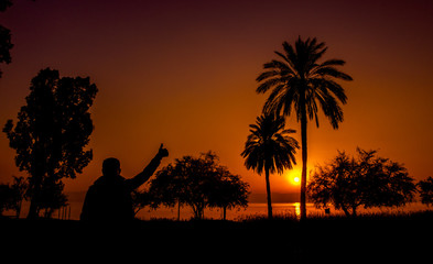 Sunset at the sea of Galilee