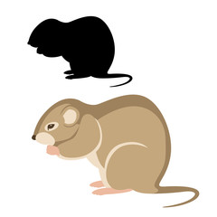 mouse vole vector illustration flat style black silhouette set side