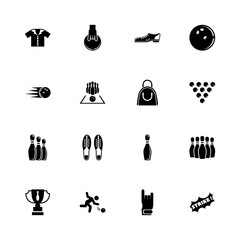 Bowling icons - Expand to any size - Change to any colour. Flat Vector Icons - Black Illustration on White Background.