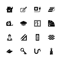 Building House icons - Expand to any size - Change to any colour. Flat Vector Icons - Black Illustration on White Background.