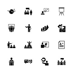 Business Presentation icons - Expand to any size - Change to any colour. Flat Vector Icons - Black Illustration on White Background.