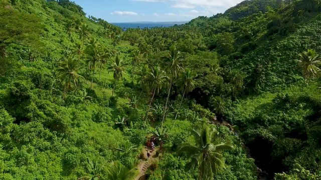 Aerial - Fiji Jungle Waterfall Hike