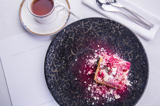 Milfey with berries and sorbet from a rhubarb
