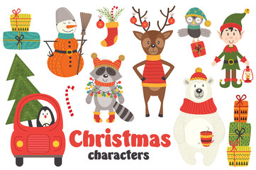 set of isolated Christmas characters part 2 - vector illustration, eps
