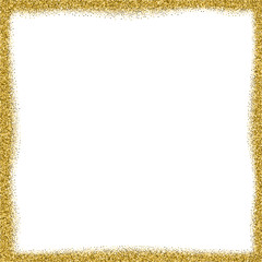 Vector gold dust frame on white background. Vector glitter texture