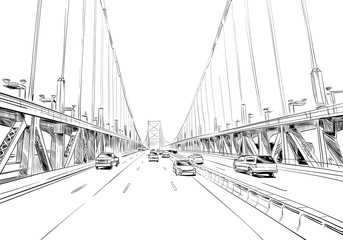 Fototapeta premium Philadelphia. Pennsylvania. USA. Hand drawn.Unusual Street sketch, vector illustration