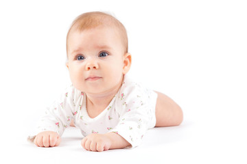 Fototapeta premium cute serious baby boy in white shirt