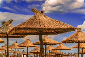 Beach sea straw umbrella