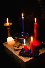 night and candle - divination of wax - polish tradition  - divination from  wax - evening predictions on the eve of St. Andrew