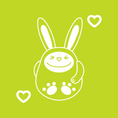 Illustration of cartoon hare with heart.