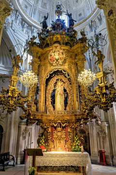 Ornate altar inside the cathedral of Lugo, Spain