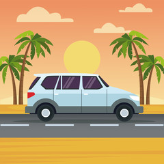 Vehicle in highway icon vector illustration graphic