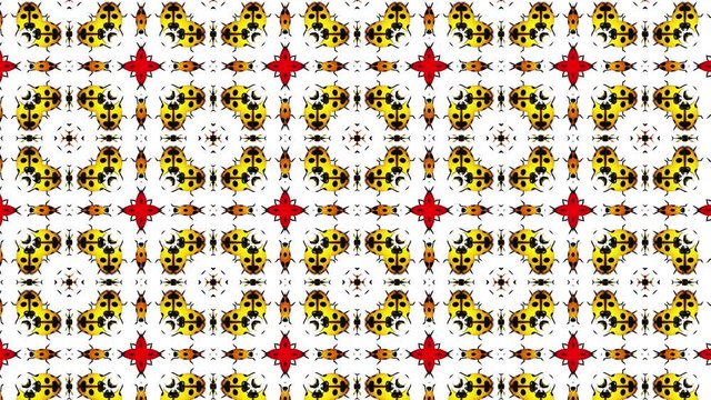 4K Happy Ladybugs Looping Kaleida Background Animation
