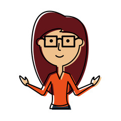 flat line colored  teacher woman over white background  vector  illustration