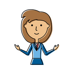 flat line colored  teacher woman over white background  vector  illustration