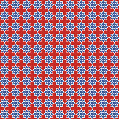 Abstract geometric pattern in blue and red
