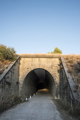 Black tunnel entrance underground