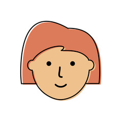 flat line colored  woman face over white background vector illustration