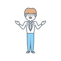 flat line colored teacher  man over white background  vector illustration