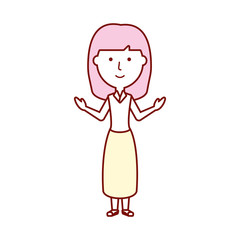 flat line colored teacher  woman over white background  vector illustration