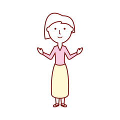 flat line colored teacher  woman over white background  vector illustration