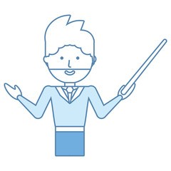 flat line colored teacher  man over white background  vector illustration