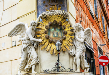 Madonna del Archetto Angels Statues Piazza de Trevi Rome Italy