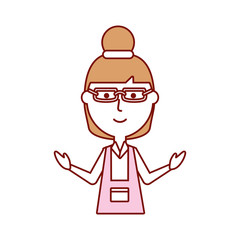 flat line colored teacher  woman over white background  vector illustration