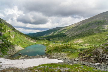 Naklejka na ściany i meble View of Karakol lakes in Altai Republic. Russia