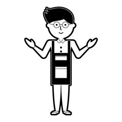 flat line monochromatic  teacher man over white background vector illustration