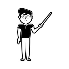 flat line monochromatic  teacher man over white background vector illustration