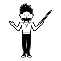 flat line monochromatic  teacher man over white background vector illustration