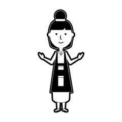 flat line monochromatic teacher  woman over white background  vector illustration