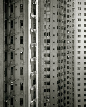 Monotonous Pattern of Dense Urban Living in Concrete Structures in Hong Kong