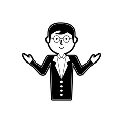 flat line monochromatic  teacher man over white background vector illustration