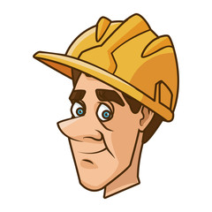 Worker face with helmet cartoon icon vector illustration graphic design