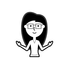 flat line monochromatic teacher  woman over white background  vector illustration