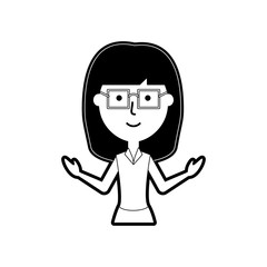 flat line monochromatic teacher  woman over white background  vector illustration