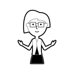 Obraz premium flat line monochromatic teacher woman over white background vector illustration