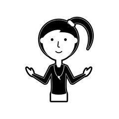 flat line monochromatic teacher  woman over white background  vector illustration