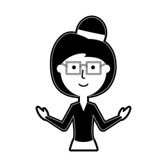 flat line monochromatic teacher  woman over white background  vector illustration