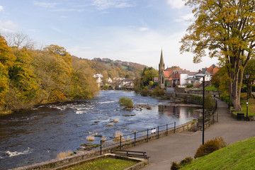 Fototapeta na wymiar River Dee and the Welsh town of Llangollen in North Wales UK