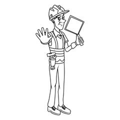 Cartoon worker with tool icon vector illustration graphic design