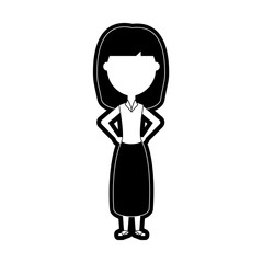 flat line monochromatic teacher  woman over white background  vector illustration